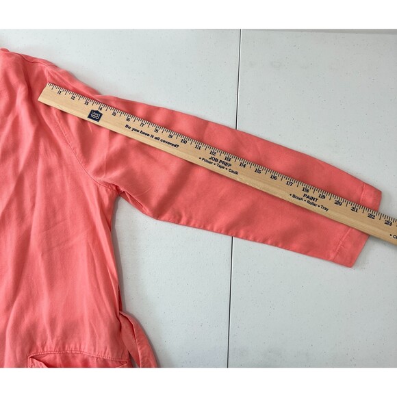 Fresh Produce Coral Belted Tencel Button Up Jacket Pockets Tie Waist Women's M - Picture 9 of 10